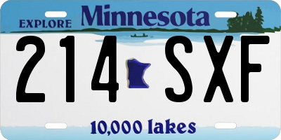 MN license plate 214SXF