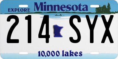MN license plate 214SYX