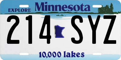 MN license plate 214SYZ