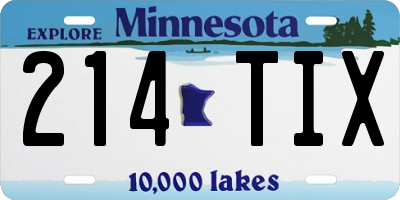 MN license plate 214TIX