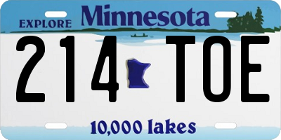 MN license plate 214TOE