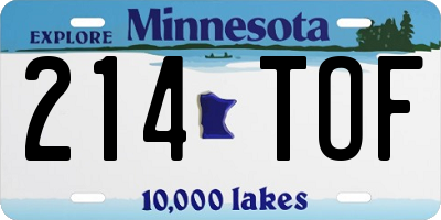 MN license plate 214TOF