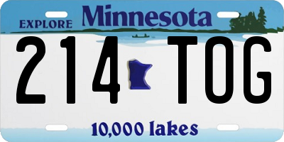MN license plate 214TOG