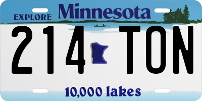 MN license plate 214TON