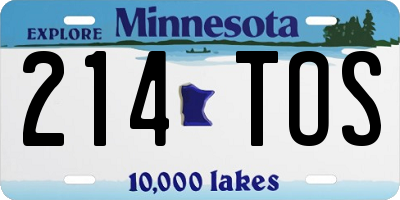 MN license plate 214TOS