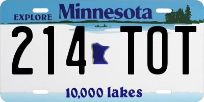 MN license plate 214TOT