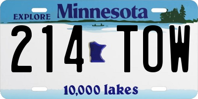 MN license plate 214TOW