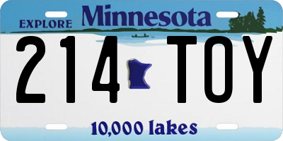 MN license plate 214TOY