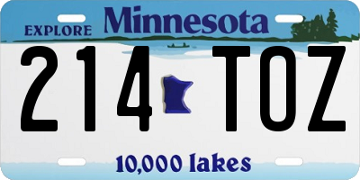 MN license plate 214TOZ