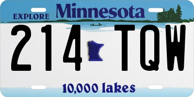 MN license plate 214TQW