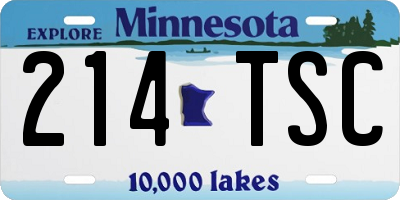 MN license plate 214TSC