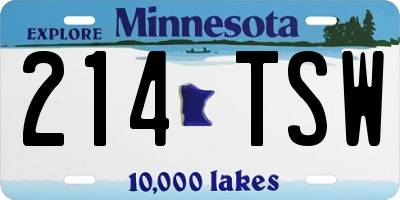 MN license plate 214TSW