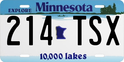 MN license plate 214TSX