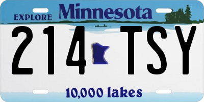 MN license plate 214TSY