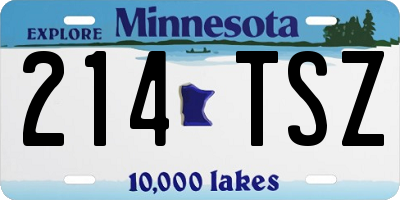 MN license plate 214TSZ