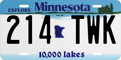 MN license plate 214TWK
