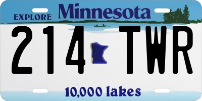 MN license plate 214TWR