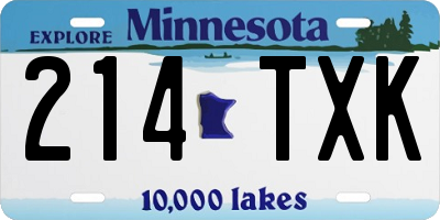 MN license plate 214TXK