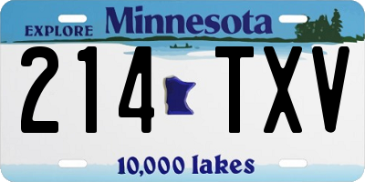 MN license plate 214TXV