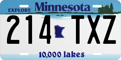 MN license plate 214TXZ