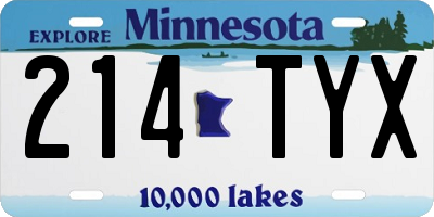 MN license plate 214TYX