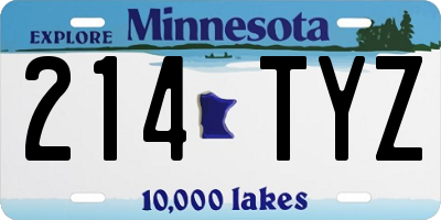 MN license plate 214TYZ