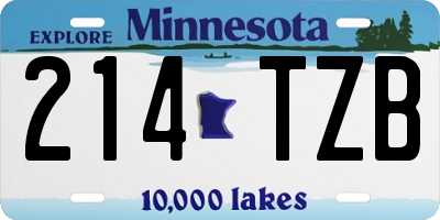 MN license plate 214TZB