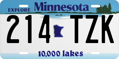 MN license plate 214TZK