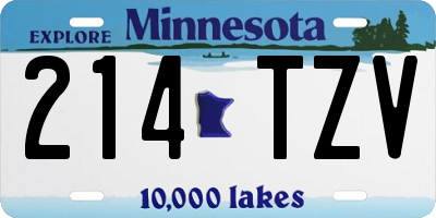 MN license plate 214TZV