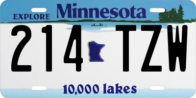 MN license plate 214TZW