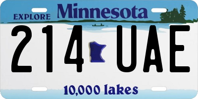 MN license plate 214UAE