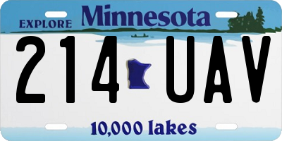MN license plate 214UAV