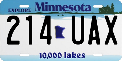 MN license plate 214UAX