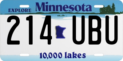 MN license plate 214UBU