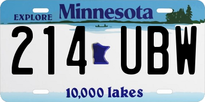 MN license plate 214UBW