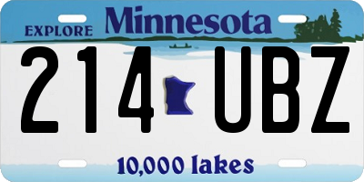 MN license plate 214UBZ