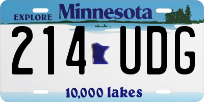 MN license plate 214UDG