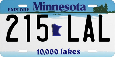 MN license plate 215LAL