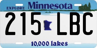 MN license plate 215LBC