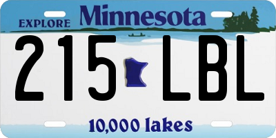 MN license plate 215LBL