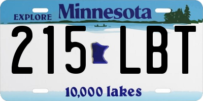 MN license plate 215LBT