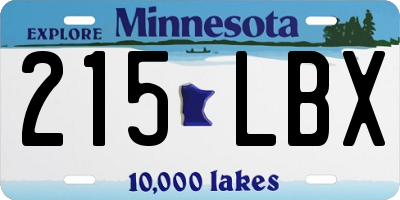 MN license plate 215LBX