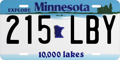 MN license plate 215LBY