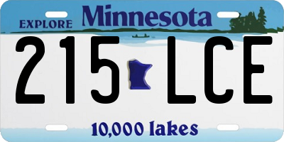 MN license plate 215LCE