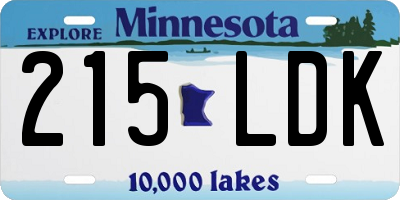 MN license plate 215LDK