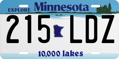 MN license plate 215LDZ