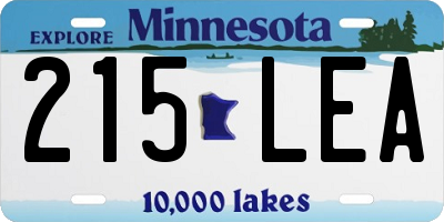 MN license plate 215LEA