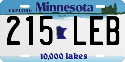 MN license plate 215LEB