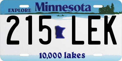 MN license plate 215LEK
