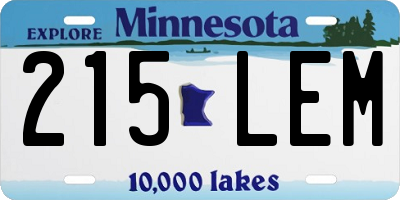 MN license plate 215LEM